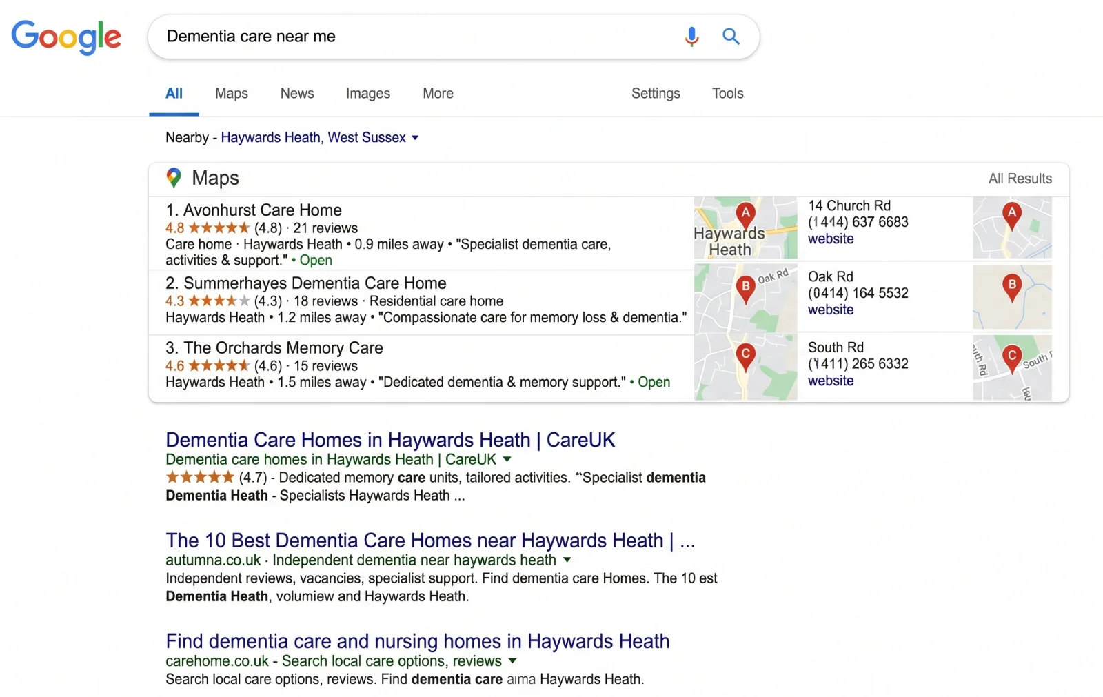Local SEO for care homes and nursing homes